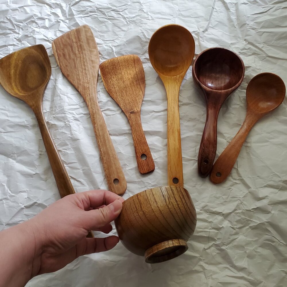 NWOT  Wooden kitchen cutlery（7pcs） - Picture 5 of 12